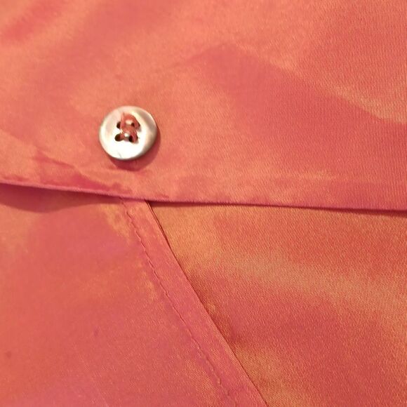 Anne Klein Vibrant Orange/Persimmon Silk Blouse. Dupioni. Versatile - Picture 11 of 11